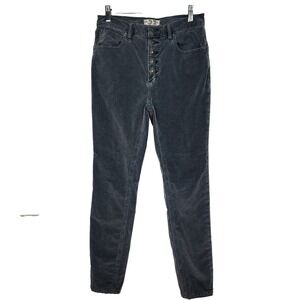We The Free Sun Chaser Corduroy Skinny Pants 27 Slate‎ Blue Button Fly Stretch